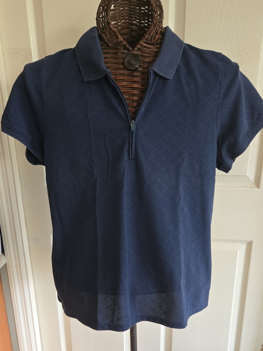 Liz Golf Women's Navy Short Sleeve Polo Golf Top with Green Logo Trim-Size XL